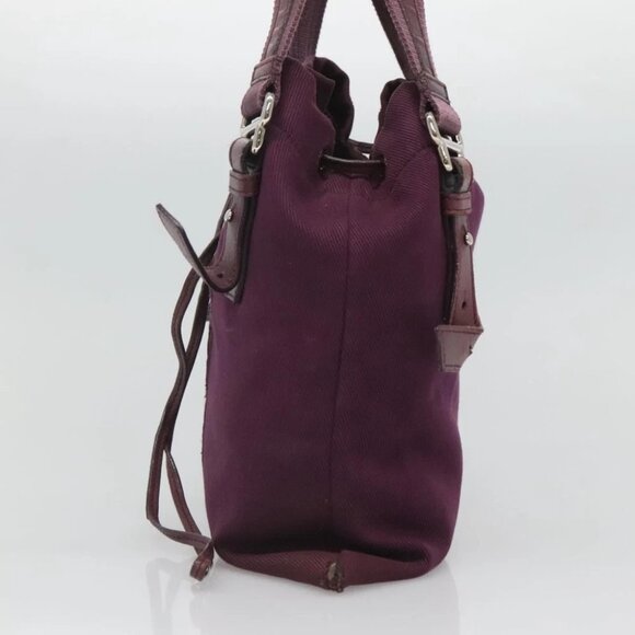 SAINT LAURENT Tote Bag Canvas Purple Silver Authentic - Picture 10 of 13